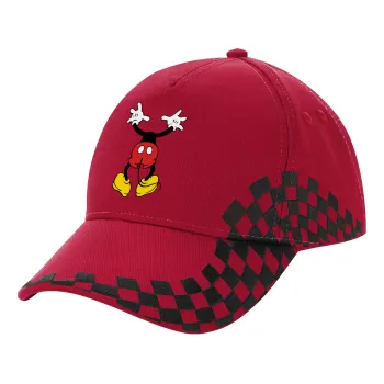 Mickey hide..., Adult Cap RACING Ultimate Red/Black, (100% COTTON DRILL, ADULT, UNISEX, ONE SIZE ADULT)
