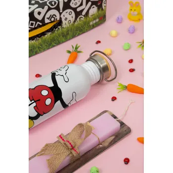 Mickey hide..., Πασχαλινή Λαμπάδα με παγούρι μεταλλικό (620ml, stainless steel) & κερί αρωματικό πλακέ (30cm) (ΡΟΖ)