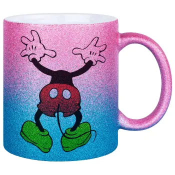 Mickey hide..., Κούπα Χρυσή/Μπλε Glitter, κεραμική, 330ml