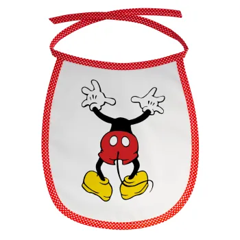 Mickey hide..., Σαλιάρα μωρού αλέκιαστη με κορδόνι Κόκκινη