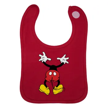 Mickey hide..., Σαλιάρα με Σκρατς Κόκκινη 100% Organic Cotton (0-18 months)