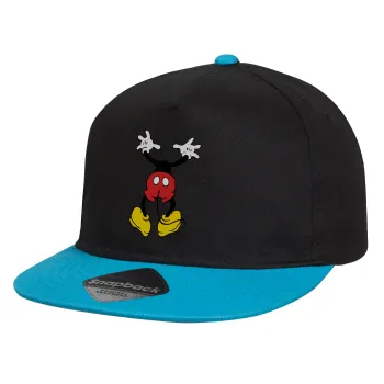 Mickey hide..., Καπέλο παιδικό Flat Snapback, Μαύρο/Μπλε (100% ΒΑΜΒΑΚΕΡΟ, ΠΑΙΔΙΚΟ, UNISEX, ONE SIZE)