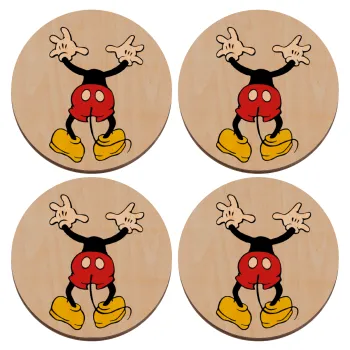 Mickey hide..., ΣΕΤ x4 Σουβέρ ξύλινα στρογγυλά plywood (9cm)