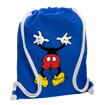 Mickey hide..., Τσάντα πλάτης πουγκί GYMBAG Μπλε, με τσέπη (40x48cm) & χονδρά κορδόνια