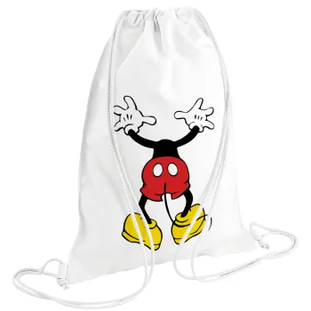 Mickey hide..., Τσάντα πλάτης πουγκί GYMBAG λευκή (28x40cm)