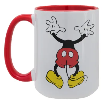 Mickey hide..., Κούπα Mega 15oz, κεραμική Κόκκινη, 450ml