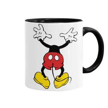 Mickey hide..., Κούπα χρωματιστή μαύρη, κεραμική, 330ml