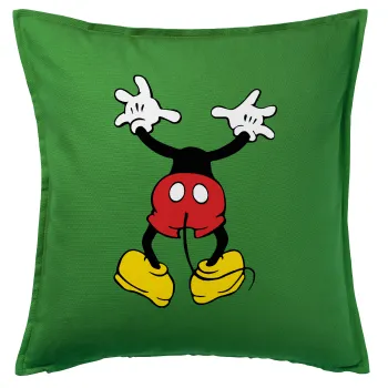 Mickey hide..., Μαξιλάρι καναπέ Πράσινο 100% βαμβάκι, περιέχεται το γέμισμα (50x50cm)