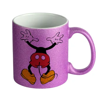 Mickey hide..., Κούπα Μωβ Glitter που γυαλίζει, κεραμική, 330ml
