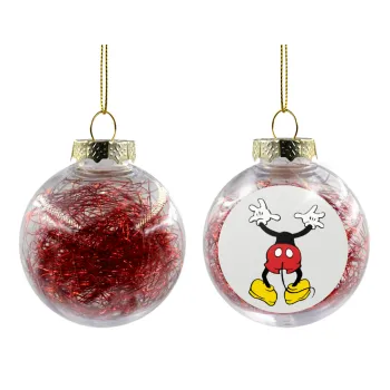 Mickey hide..., Transparent Christmas tree ball ornament with red filling 8cm