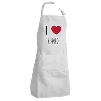 I Love {your logo here}, Adult Chef Apron (with sliders and 2 pockets)