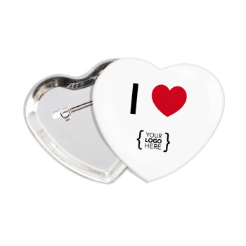 I Love {your logo here}, Κονκάρδα παραμάνα καρδιά (57x52mm)