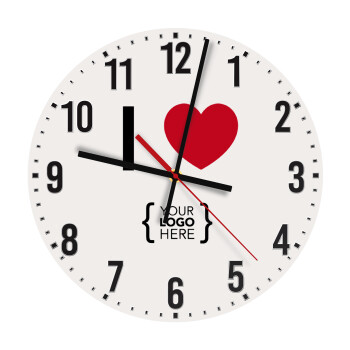 I Love {your logo here}, Ρολόι τοίχου ξύλινο (30cm)