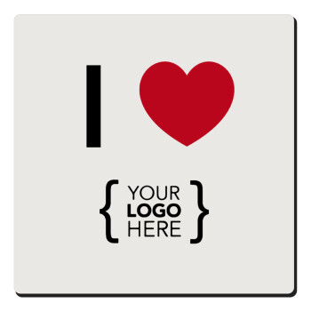 I Love {your logo here}, Τετράγωνο μαγνητάκι ξύλινο 6x6cm