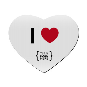 I Love {your logo here}, Mousepad heart 23x20cm