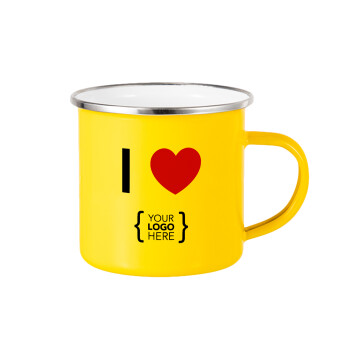 I Love {your logo here}, Κούπα Μεταλλική εμαγιέ Κίτρινη 360ml