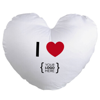 I Love {your logo here}, Μαξιλάρι καναπέ καρδιά 40x40cm περιέχεται το  γέμισμα