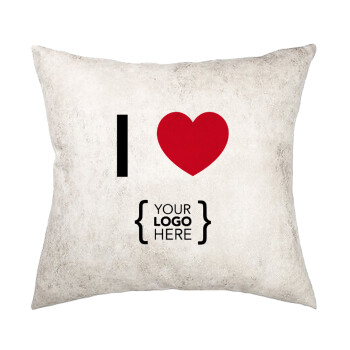 I Love {your logo here}, Μαξιλάρι καναπέ Δερματίνη Γκρι 40x40cm με γέμισμα