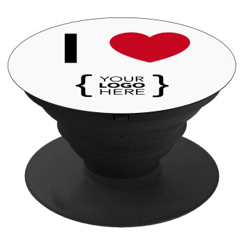 I Love {your logo here}, Pop Socket Μαύρο Βάση Στήριξης Κινητού στο Χέρι