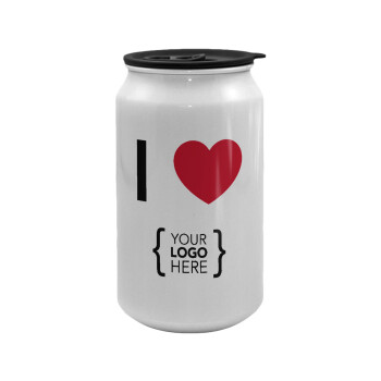 I Love {your logo here}, Κούπα ταξιδιού μεταλλική με καπάκι (tin-can) 500ml