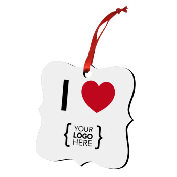 I Love {your logo here}, Χριστουγεννιάτικο στολίδι polygon ξύλινο 7.5cm