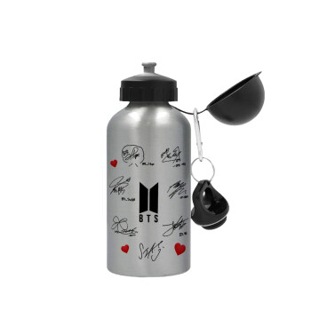 BTS signatures, Metallic water jug, Silver, aluminum 500ml