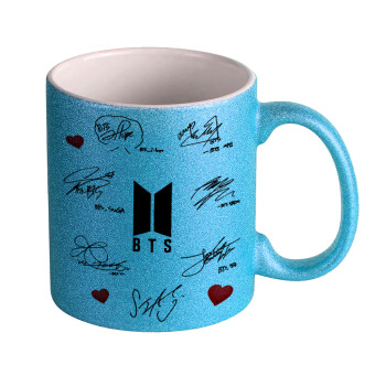 BTS signatures, Κούπα Σιέλ Glitter που γυαλίζει, κεραμική, 330ml