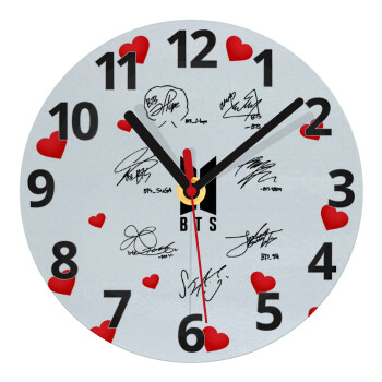 BTS signatures, Ρολόι τοίχου γυάλινο (20cm)