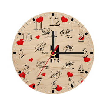 BTS signatures, Ρολόι τοίχου ξύλινο plywood (20cm)