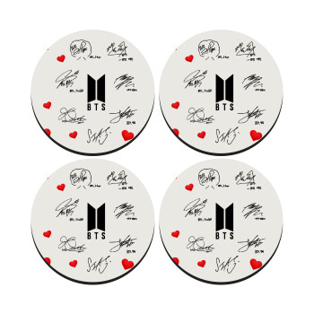 BTS signatures, ΣΕΤ 4 Σουβέρ ξύλινα στρογγυλά (9cm)