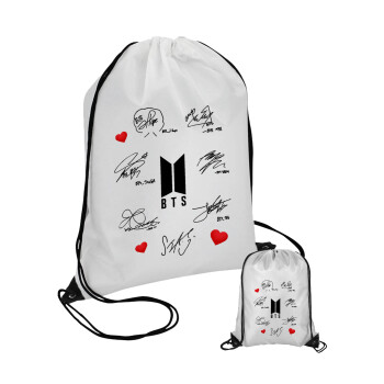 BTS signatures, Τσάντα πουγκί με μαύρα κορδόνια 45χ35cm (1 τεμάχιο)