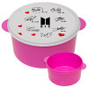 BTS signatures, ΡΟΖ παιδικό δοχείο φαγητού (lunchbox) πλαστικό (BPA-FREE) Lunch Βox M16 x Π16 x Υ8cm