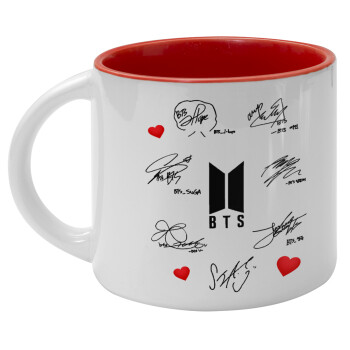 BTS signatures, Κούπα κεραμική 400ml Λευκή/Κόκκινη