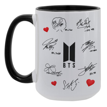 BTS signatures, Κούπα Mega 15oz, κεραμική Μαύρη, 450ml