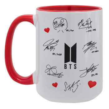 BTS signatures, Κούπα Mega 15oz, κεραμική Κόκκινη, 450ml