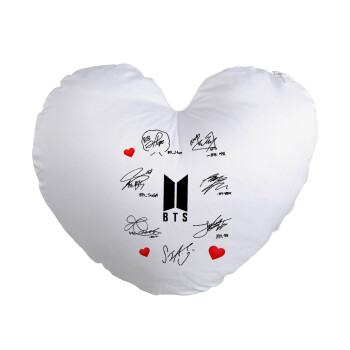 BTS signatures, Μαξιλάρι καναπέ καρδιά 40x40cm περιέχεται το  γέμισμα