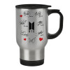 Stainless steel travel mug with lid, double wall 450ml