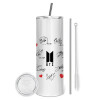 Tumbler stainless steel 600ml, with metal straw & cleaning brush