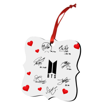 BTS signatures, Στολίδι Χριστουγεννιάτικο στολίδι polygon ξύλινο 7.5cm