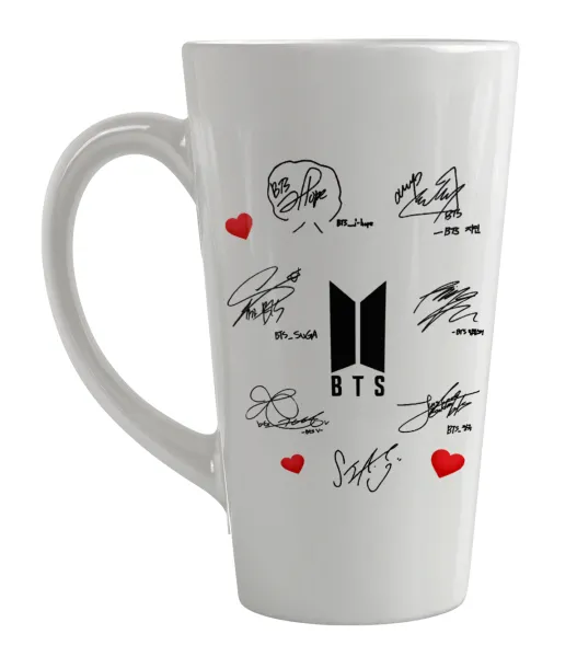 BTS signatures — Large tapered latte mug, ceramic, 450ml