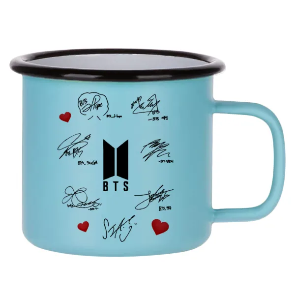 BTS signatures — Κούπα Μεταλλική εμαγιέ ΜΑΤ σιέλ 360ml