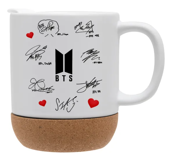 BTS signatures — Ceramic coffee mug Cork (MAT), 330ml