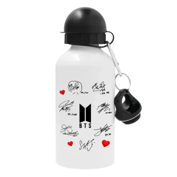 BTS signatures, Metal water bottle, White, aluminum 500ml