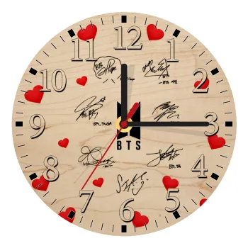 BTS signatures, Ρολόι τοίχου ξύλινο plywood (20cm)