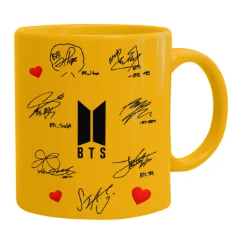 BTS signatures, Κούπα, κεραμική κίτρινη, 330ml