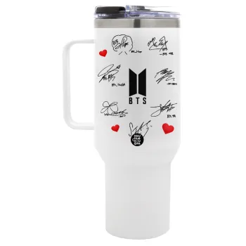 BTS signatures, Mega Tumbler με καπάκι, διπλού τοιχώματος (θερμό) 1,2L