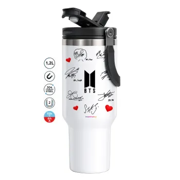 BTS signatures, Mega Stainless steel Tumbler with lid, double wall 1,2L