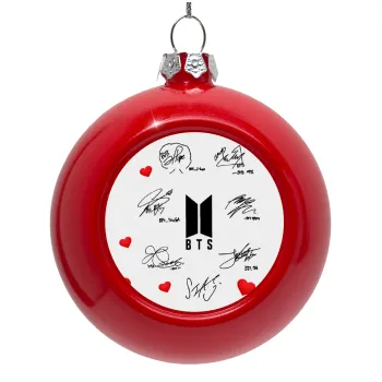 BTS signatures, Στολίδι Χριστουγεννιάτικη μπάλα δένδρου Κόκκινη 8cm