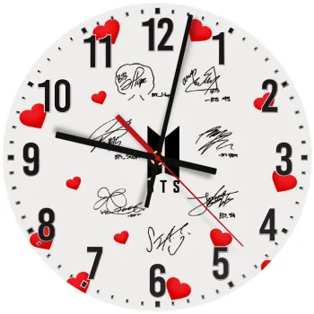 BTS signatures, Ρολόι τοίχου ξύλινο (30cm)