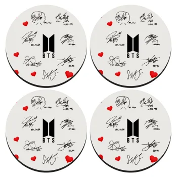 BTS signatures, SET of 4 round wooden coasters (9cm)